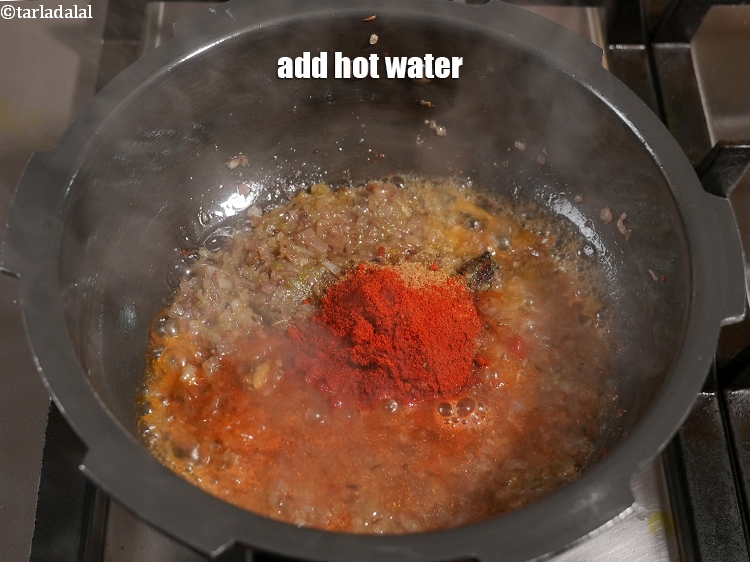 Step 22 – Add &frac14; cup hot water.