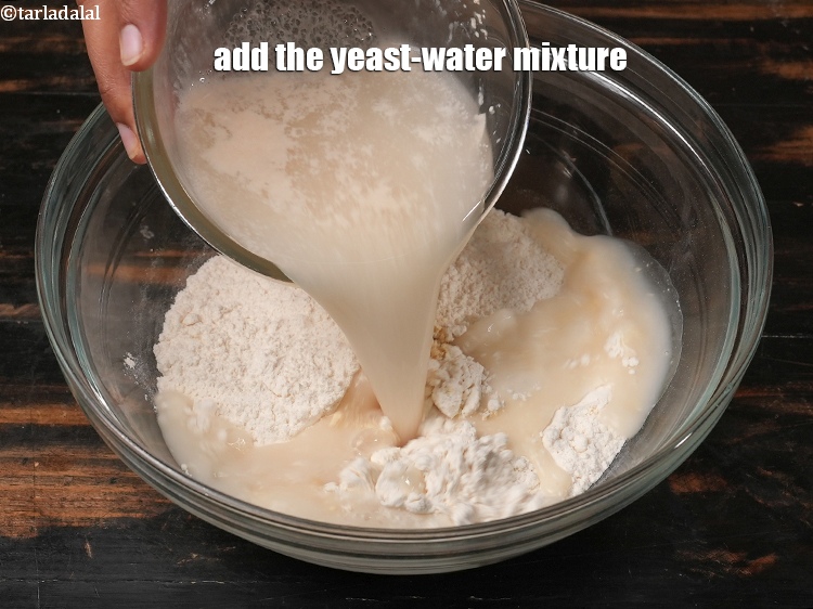 Step 23 – Add the yeast-water mixture.