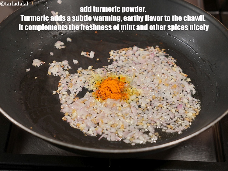 Step 22 – Add &frac12; tsp <a href="https://www.tarladalal.com/glossary-turmeric-powder-haldi-645i">turmeric powder (haldi)</a>. Turmeric adds a subtle warming, earthy flavor to …
