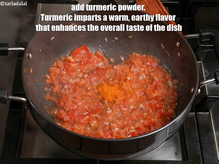 Step 22 – <p>Add ½ tsp <a href="https://www.tarladalal.com/glossary-turmeric-powder-haldi-645i">turmeric powder (haldi)</a>. Turmeric imparts a warm, earthy flavor that enhances …