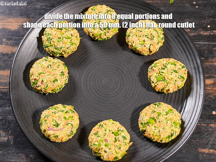 Step 23 – Divide the mixture into 8 equal portions and shape each portion into a 50 mm. …