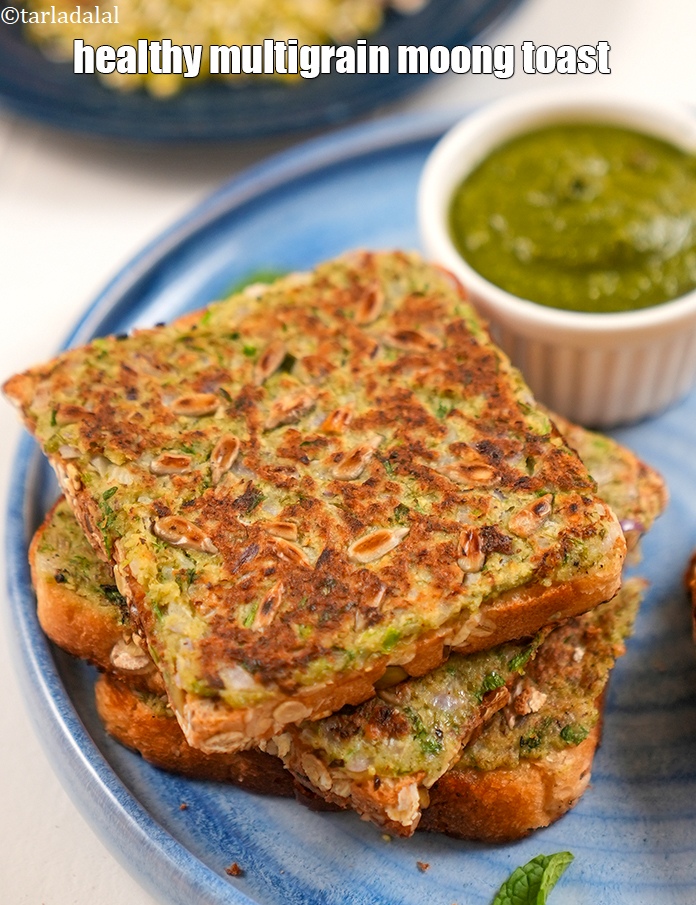 Step 22 – Cut into 2 equal portions and serve multigrain sprouts toast immediately.
