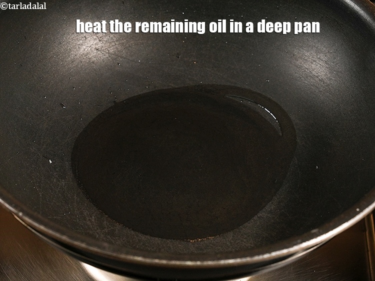 Step 22 – Heat the remaining 2 tbsp <a href="https://www.tarladalal.com/glossary-oil-671i">oil</a> in a deep pan.