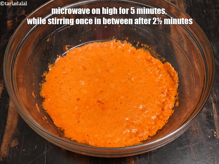 Step 22 – Microwave on high for 5 minutes, while stirring once in between after 2&frac12; minutes.