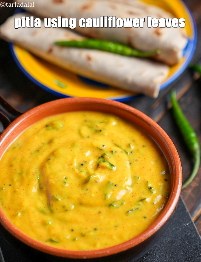 Step 21 – Serve <strong>cauliflower greens pitla | pitla using cauliflower leaves | healthy cauliflower greens pitla |</strong> …