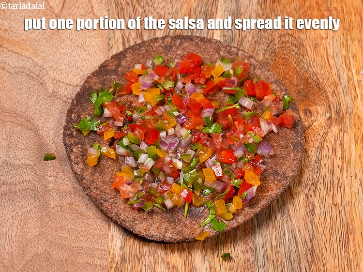 Step 23 – Put one portion of the salsa and spread it evenly.