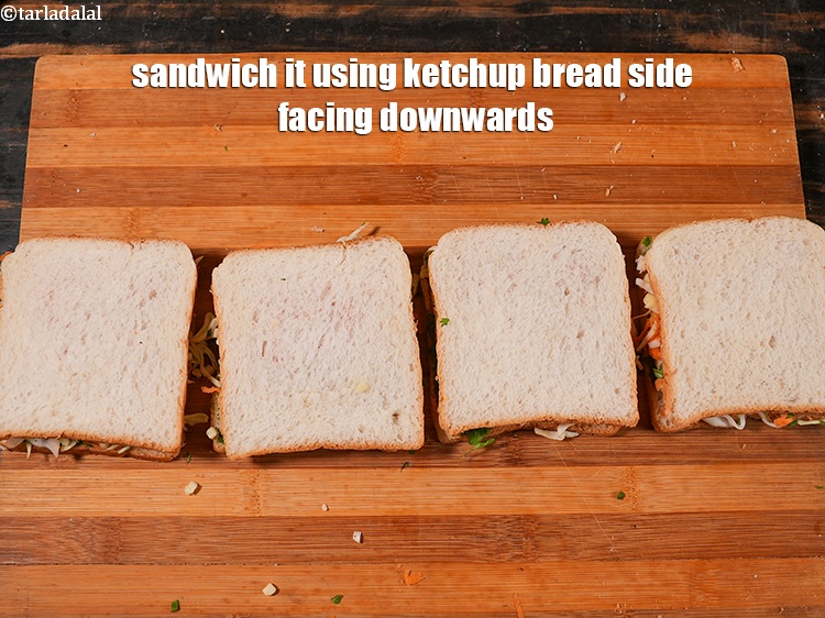 Step 22 – Sandwich it using ketchup bread side facing downwards.
