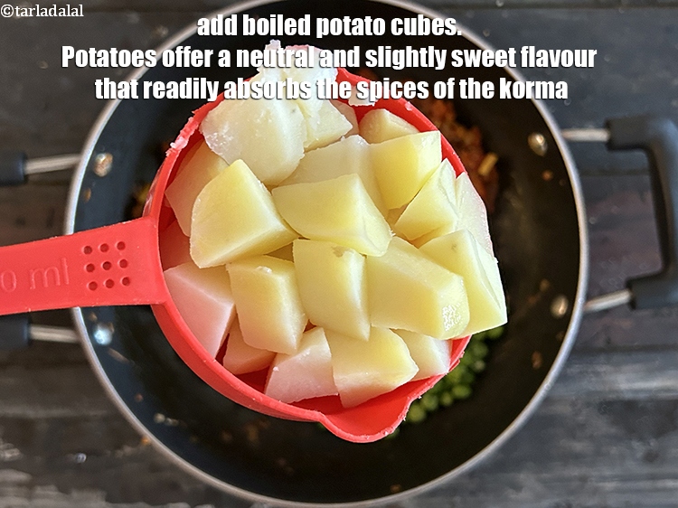 Step 32 – <meta charset="UTF-8" /> Add&nbsp;1 cup&nbsp;<a href="glossary-boiled-potato-cubes-2312i">boiled potato cubes</a>.&nbsp;Potatoes offer a&nbsp;<strong>neutral and slightly sweet</strong>&nbsp;flavor that readily …