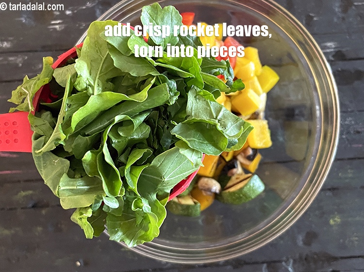 Step 26 – Add&nbsp;<meta charset="UTF-8" />1 cup&nbsp;<a href="glossary-rocket-leaves-arugula-1379i">rocket leaves (arugula)</a>&nbsp;, torn into pieces.