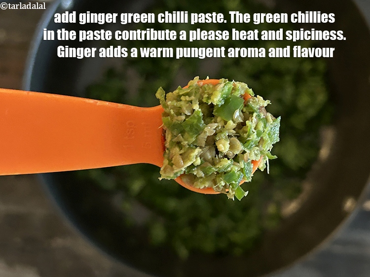 Step 33 – Add&nbsp;<meta charset="UTF-8" />1 tsp&nbsp;<a href="glossary-ginger-green-chilli-paste-adrak-mirch-ki-paste-adrak-mirchi-paste-139i">ginger-green chilli paste</a>.&nbsp;The green chillies in the paste contribute a pleasant …