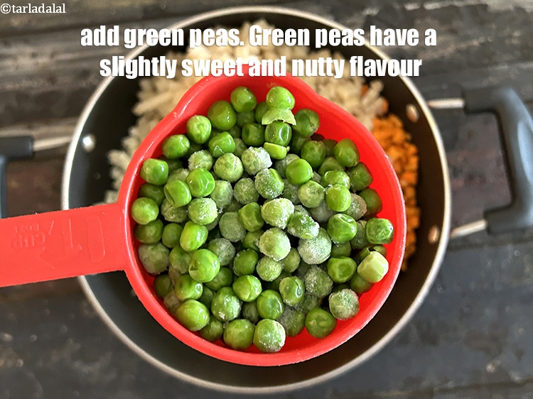 Step 22 – Add <meta charset="UTF-8" />1 cup&nbsp;<a href="glossary-green-peas-matar-hare-matar-vatana-180i">green peas</a>.&nbsp;Green peas have a slightly sweet and nutty flavor …