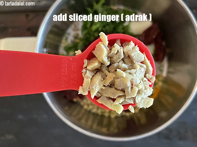 Step 22 – Add&nbsp;<meta charset="UTF-8" />1/2 tbsp&nbsp;<a href="glossary-sliced-ginger-776i">sliced ginger (adrak)</a>.