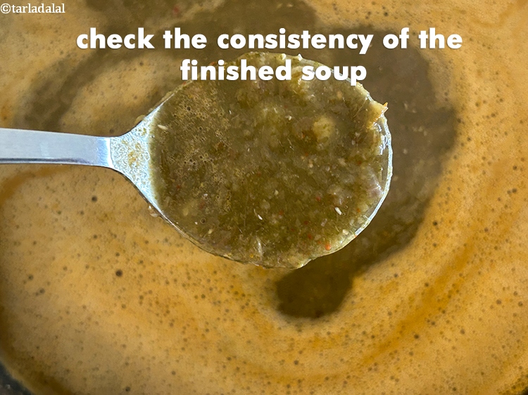 Step 30 – Check the consistency of the <strong>whole masoor and chawli soup.</strong>