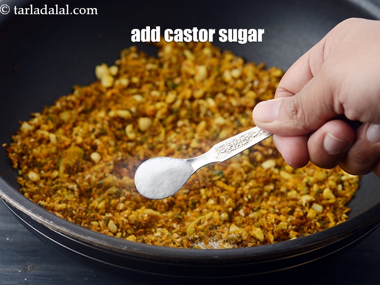 Step 22 – Add 2 tsp&nbsp;<a href="https://www.tarladalal.com/glossary-castor-sugar-279i">castor sugar</a>. Here sugar is added to balance out the bitterness of …