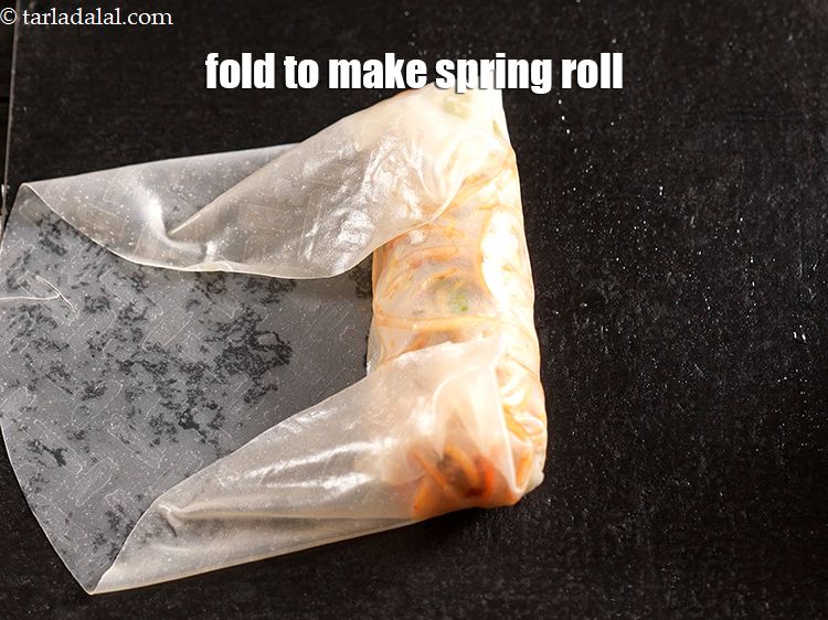 Step 23 – Fold to make a spring roll.