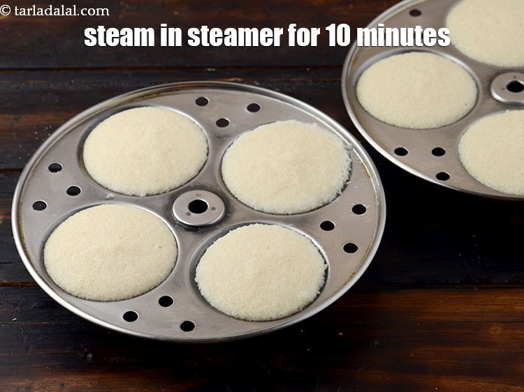 Step 26 – Steam in an idli steamer for 10 minutes or till they are cooked.