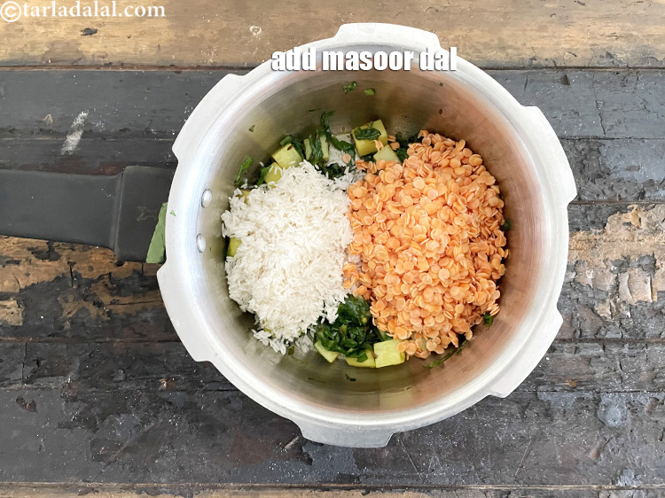Step 30 – Add&nbsp;<meta charset="UTF-8" />1/2 cup&nbsp;<a href="glossary-masoor-dal-split-red-lentil-masoor-ki-dal-303i">masoor dal (split red lentil)</a>&nbsp;, washed and drained.
