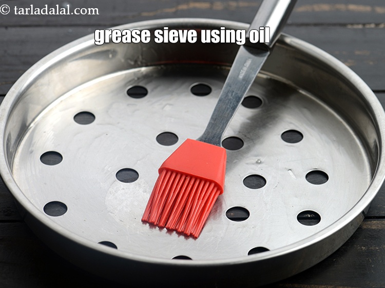 Step 22 – Grease the sieve using oil.
