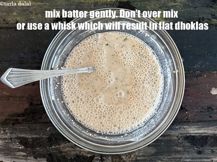 Step 22 – <meta charset="UTF-8" />Mix batter gently. Don&#39;t over mix or whisk it as your dhoklas will …