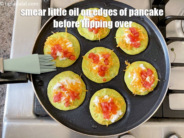 Step 22 – Smear a little oil along the edges of the pancake.