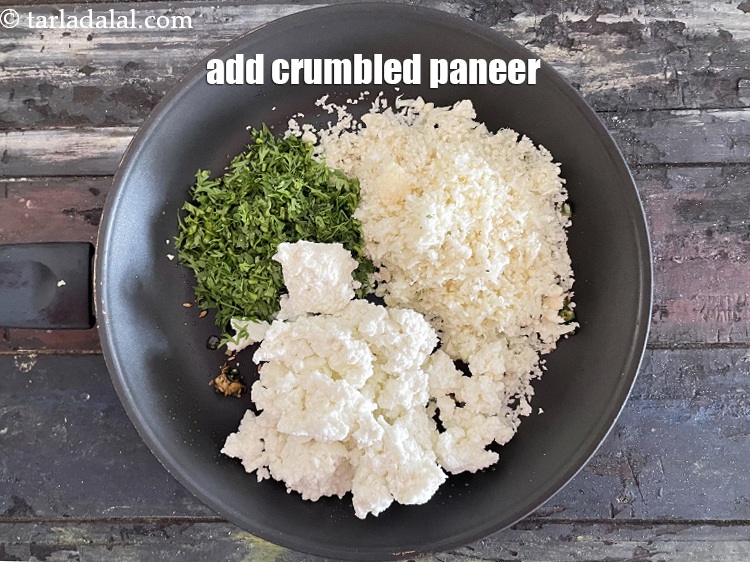 Step 24 – Add&nbsp;<meta charset="UTF-8" />1 cup&nbsp;<a href="glossary-crumbled-paneer-997i">crumbled paneer (cottage cheese)</a>.