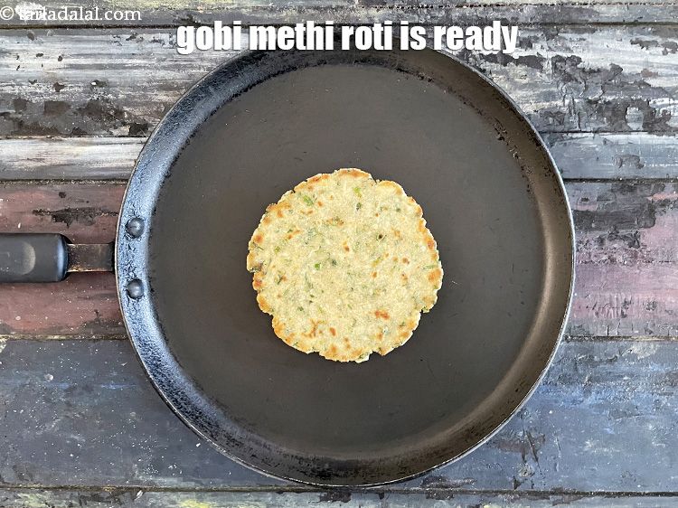 Step 24 – Keep cooking and flipping <strong>cauliflower methi paratha | healthy gobi methi jowar roti | cauliflower …