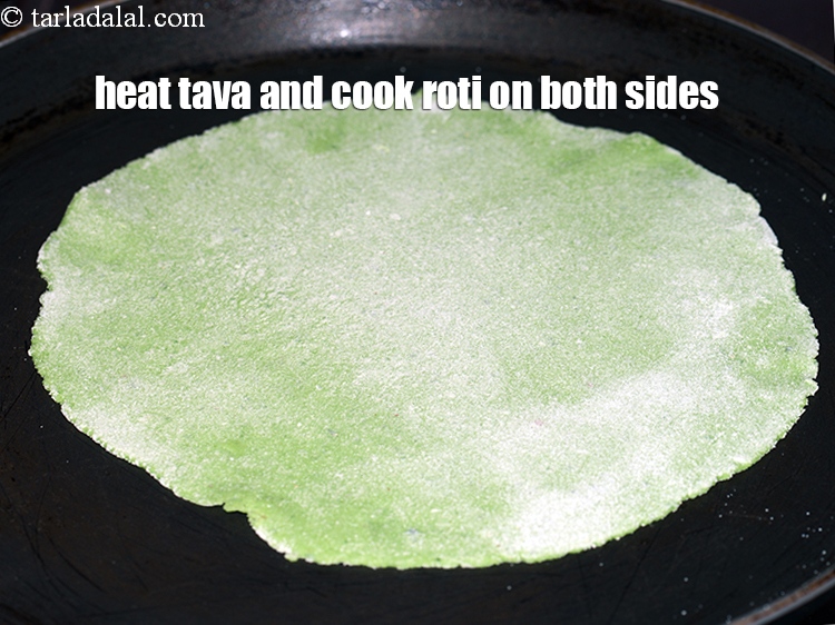 Step 22 – Heat a non-stick tava (griddle) and cook the roti on both the sides.