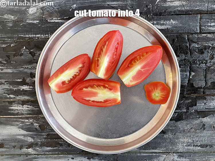 Step 28 – Then cut tomato into 4.