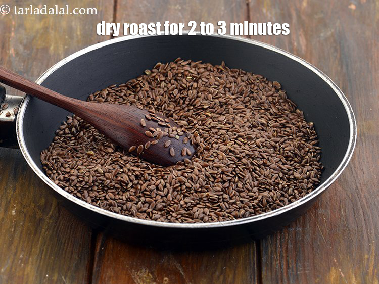 Step 4 – <strong>Dry roast flax seeds</strong>&nbsp;on a medium flame for 2 to 3 minutes. Make sure you …