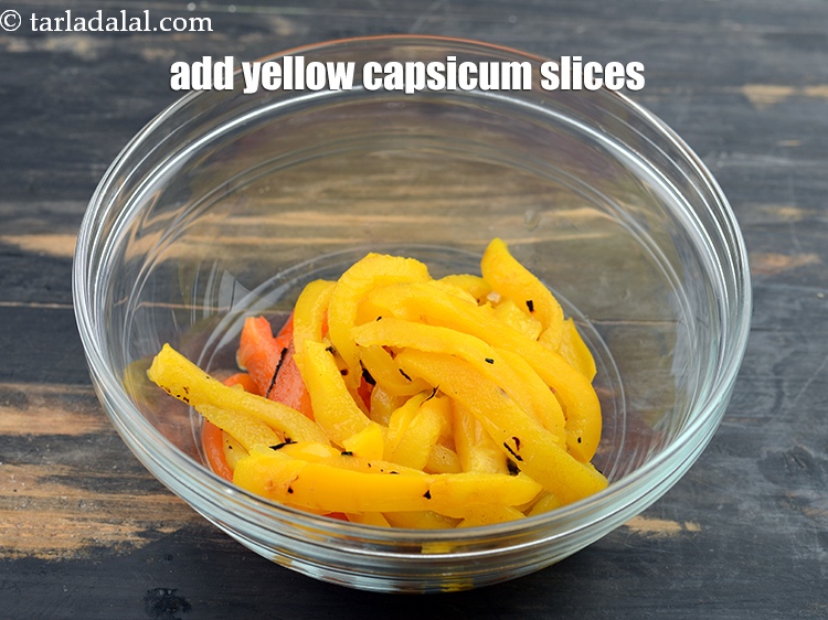 Step 23 – Add yellow capsicum slices.