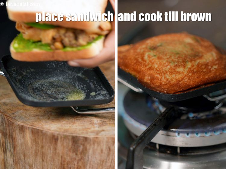 Step 24 – Place the sandwich in the sandwich toaster and cook on a medium flame, till it …