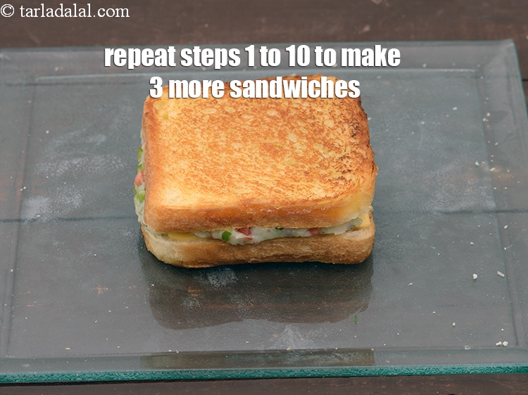 Step 22 – Repeat steps 1 to 10 to make 3 more sandwiches.&nbsp;