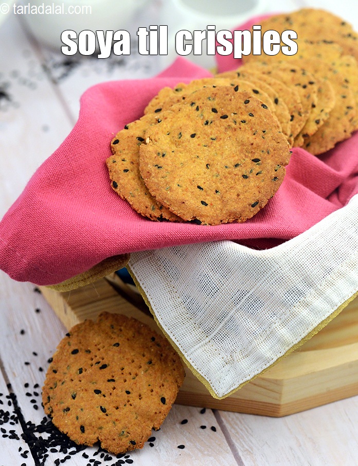 स्टेप 22 – <strong>बेक्ड सोया पुरी &nbsp;| सोया तिल क्रिस्पी | हेल्दी सोया …