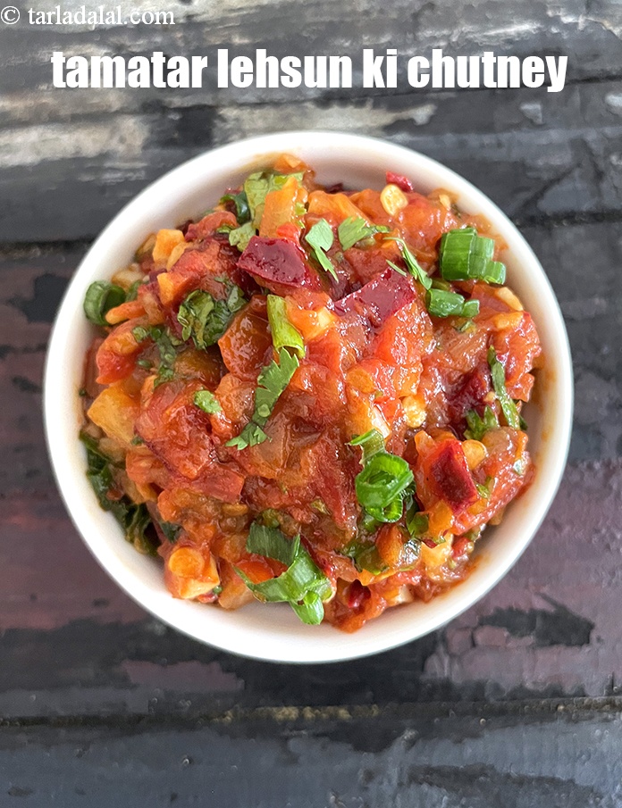 Step 22 – Serve <strong>tomato garlic chutney | Indian tamatar lehsun ki chutney | roasted chilli garlic tomato …