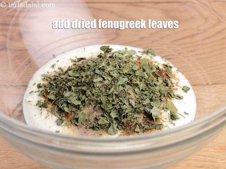 Step 25 – Add 1 tbsp <a href="https://www.tarladalal.com/glossary-dried-fenugreek-leaves-kasuri-methi-374i">dried fenugreek leaves (kasuri methi)</a>.