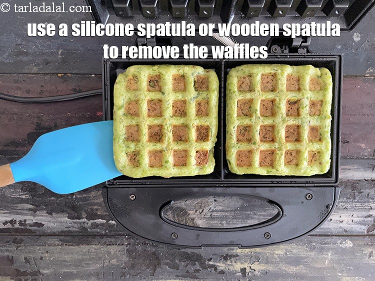 Step 24 – Use a silicone spatula or wooden spatula to remove the waffles.