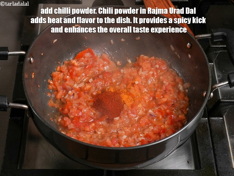 Step 23 – <p>Add 1 tsp <a href="https://www.tarladalal.com/glossary-chilli-powder-red-chilli-powder-339i">chilli powder</a>. Chili powder in Rajma Urad Dal adds heat and …