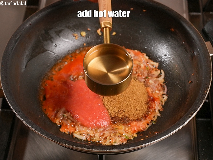 Step 23 – Add &frac14; cup hot water.