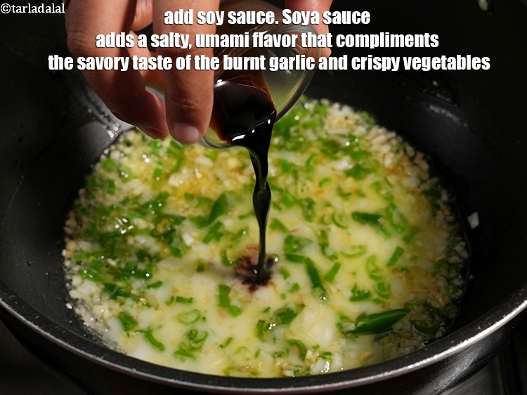 Step 23 – Add 1 tsp <a href="https://www.tarladalal.com/glossary-soy-sauce-soya-sauce-864i">soy sauce</a>. Soya sauce adds a salty, umami flavor that complements …