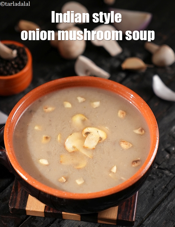 Step 25 – Serve <strong>mushroom onion soup</strong> hot.