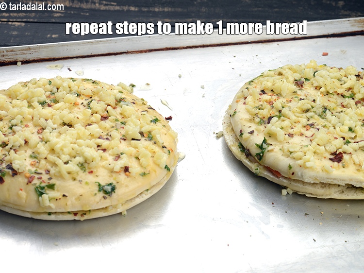 Step 23 – Repeat steps 3 to 7 to make 1 more vegetable garlic bread.&nbsp;