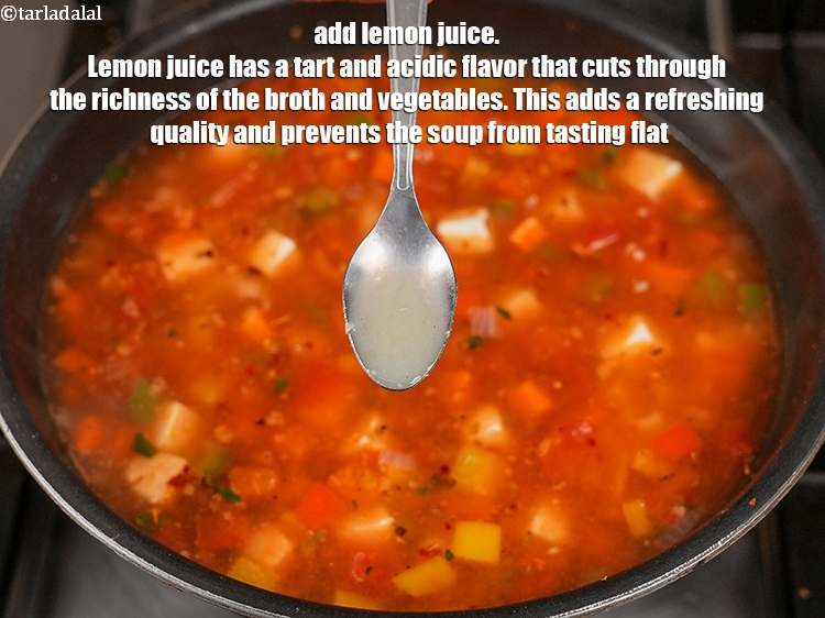 Step 22 – Switch off the flame, add 1 tsp <a href="https://www.tarladalal.com/glossary-lemon-juice-numbi-ka-ras-nimbu-ka-juice-471i">lemon juice</a>. Lemon juice has a tart …