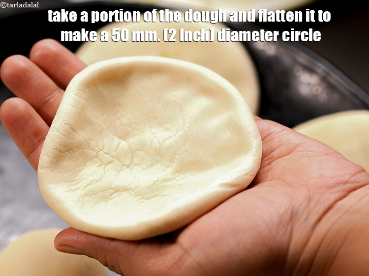 Step 23 – Take a portion of the dough and flatten it to make a 50 mm. (2 …
