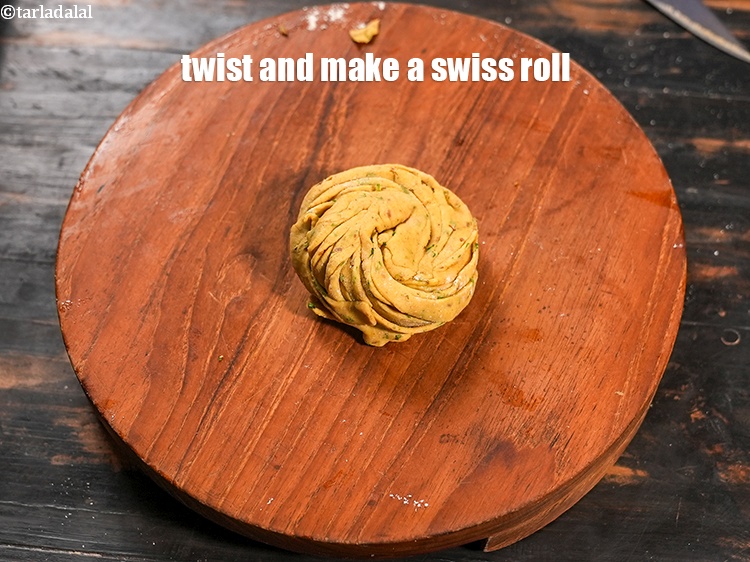 Step 23 – Twist and make a swiss roll.