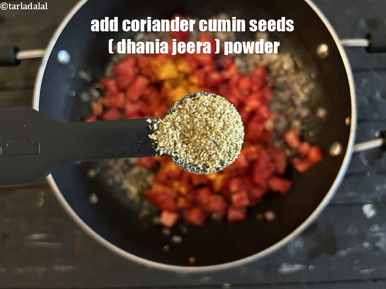 Step 29 – Add&nbsp;<meta charset="UTF-8" />1 1/2 tsp&nbsp;<a href="glossary-coriander-cumin-seeds-powder-dhania-jeera-powder-375i">coriander-cumin seeds (dhania-jeera) powder</a>.