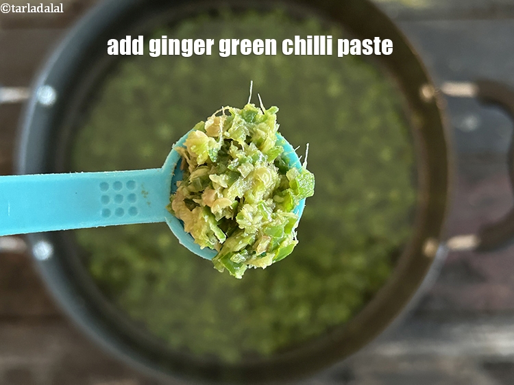 Step 23 – <html><head></head><body><p>Add&nbsp;<strong>1/2 tsp ginger green chilli paste</strong>.</p></body></html>