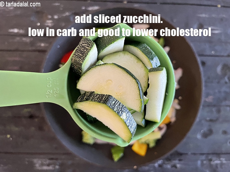 Step 24 – Add&nbsp;<meta charset="UTF-8" />1/2 cup&nbsp;<a href="glossary-sliced-zucchini-769i">sliced zucchini</a>&nbsp;(unpeeled).