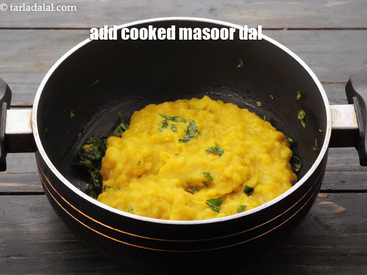 Step 37 – Add the cooked masoor dal.