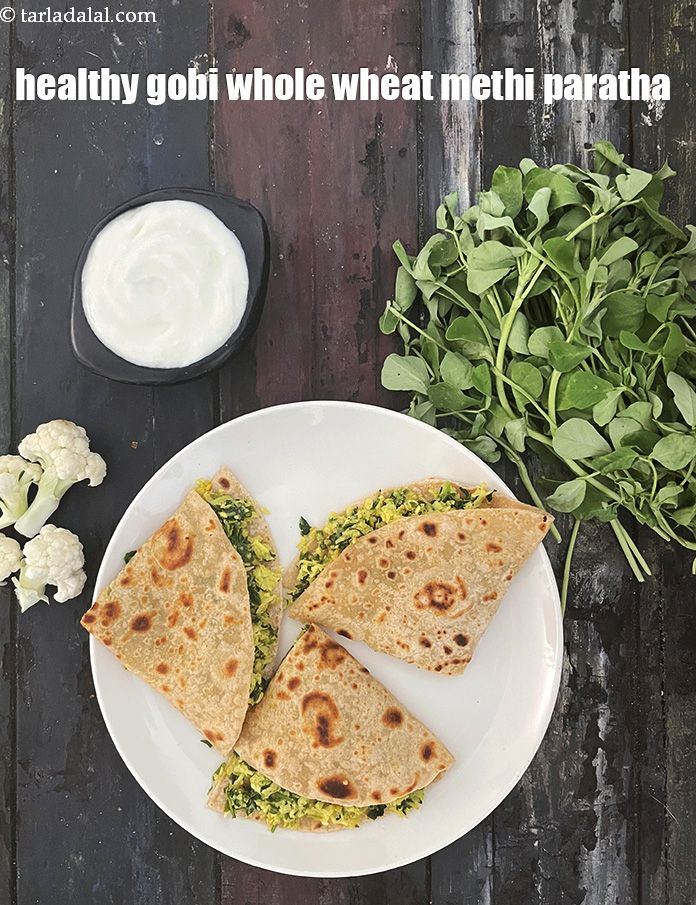 Step 41 – Serve <strong>stuffed gobi methi paratha | healthy cauliflower whole wheat methi paratha | easy stuffed …