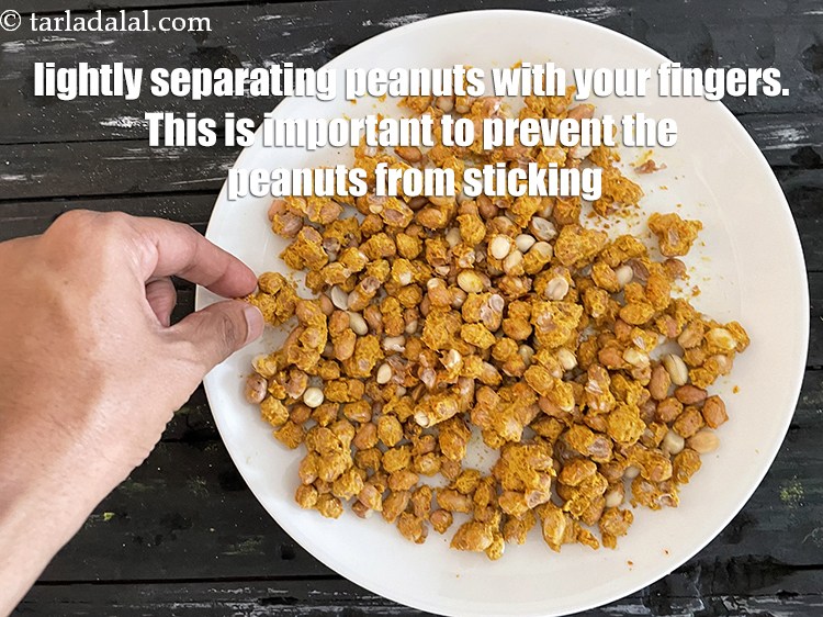 Step 24 – Lightly separate the peanuts with your fingers. This is important to do as when we …